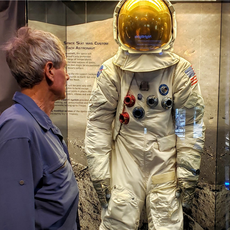 astronaut suit on display at Clark Planetarium